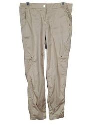 Chicos Convertible Pants Size 0 US 4 Small Tan Hiking Outdoor Roll Tab Capri