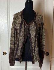 BKE BROWN KNIT MARLED FALL CARDIGAN SWEATER