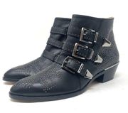 CHLOE Susanna black leather booties, made in Italy, size 39.5