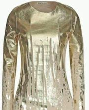 Acne metallic long sleeve tee gold M