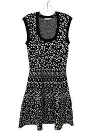 Rebecca Taylor Leopard Print Sweater Dress Size Small Black and White Sleeveless