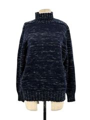 JOSEPH Navy Blue Heathered Wool Turtleneck Sweater Size Medium