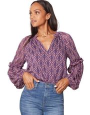 NWT EVEREVE Nikita Long Sleeve Boho Tunic Blouse Sz M