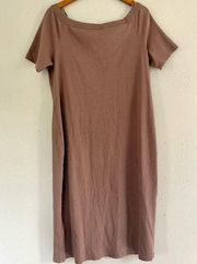 Universal Threads 🦋 Universal Thread Off the Shoulder Brown Tan Ribbed Bodycon Midi Dress XXL