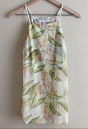 BCBGeneration • Tropical Print Sheer Overlay Top in Green and Orange, Size XS