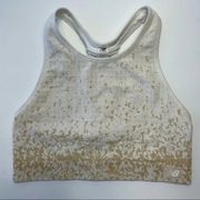 New Balance  Sports Bra Size Large Gold Flake Splatter Print Longline T-Back Bra