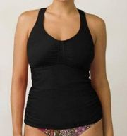 Prana Black Aelyn Ruched Side Adjustable Tankini Swim Top 34D