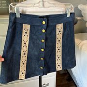 Western Faux Suede A Line Skirt Navy Blue Cowboy Anna Grace Womens Small Mini