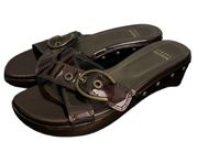 Stuart Weitzman Brown Patent Leather Clog Sandals Women’s size 8.5