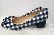 Crown & Ivy kitten heels navy blue white  “Buffalo” size 6.5