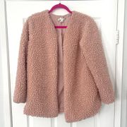 Band of Gypsies Pink Fuzzy Teddy Sweater Coat Size Small