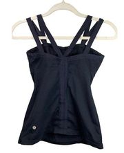 Lululemon  Women's Double‎ Strap Criss Cross Tank Top Black Sz 6 - ruched bust