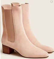 J. Crew Suede High-Shaft Stacked-Heel Boots in Light Pink - Size 8.5