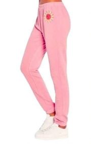 NWT Wildfox Del Sol Knox Pant Bubblegum Pink Joggers Sunshine Graphic M