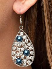 NWT Paparazzi Bauble Burst Silver & Blue Dangling Teardrop Earrings