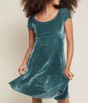 ModCloth Green Velvet Skater Mini Dress