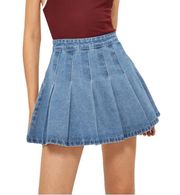 Pleated  Denim Skirt