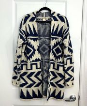 Southwest Chunky Knit Open Front Longline Cardigan Sweater Size Medium