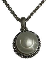 NEW Lucky Brand Silver Small Pendant Mother of Pearl Oval Necklace