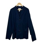 St. John's Bay Navy Blue Three Button Blazer Women's XL Cotton Blend Pockets
