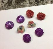 Lot Of 4 Vintage - Modern Clip-on Clip On Screw On Costume Earrings Mix Dress Up