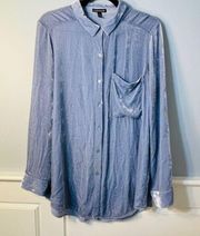 Eileen Fisher Classic Crushed Velvet Button Front Long Shirt Medium