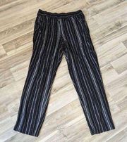 Jessica Simpson Pants Womens Small Black Gray White Stripe Cropped Pockets