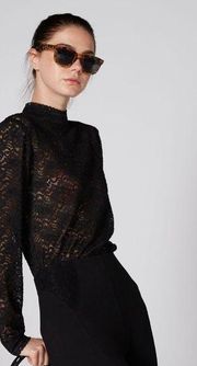 Splash- Lace black turtleneck top size 14