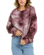 Michael Stars Ezra Purple Tie Dye Long Sleeve Cropped Pullover Sweater Sz M