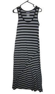 Mix & Co Black and White Striped Sleeveless Tank Top Maxi Dress Size S