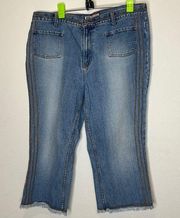 Faded Glory size 18 crop jeans with raw hem and exposed stitching