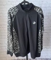 Lane Bryant Black and Cheetah Print Zip Up Hoodie Size 22/24