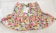 Floral Print Smocked Ruffle Skirt Size S