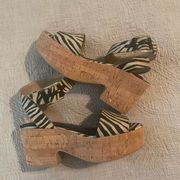 H&M Zebra Print Cork platform Sandals-Sz 8