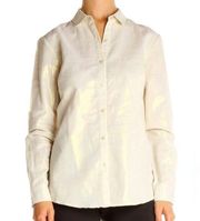 J. McLaughlin Button Up Cream w/ Gold Metallic Long Sleeve Collared Shirt Sz XL