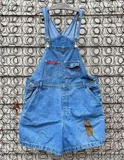 Vintage 90s Pooh Bear Disney denim jean shortalls Volup Plus Size 20W