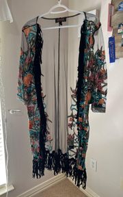 NWT  Embroidered Fringe Duster