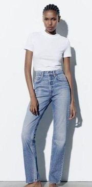 ZARA TRF STRAIGHT LEG JEANS WITH A HIGH WAIST