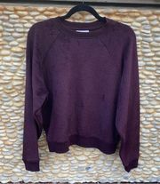 Top Shop Plum Colored Fuzzy Soft Pullover Crew Sweatshirt. Size 6. EUC!