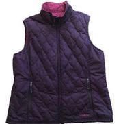 L.L. Bean Quilted Reversible Lightweight Fall/Winter Vest Purple Pink Zip Up LG