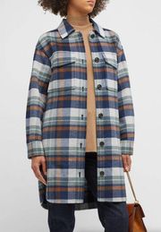 Rails Jaro Long Plaid Shirt Jacket Womens Sz XXL Blue Brown Gray Wool Blend New