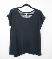 Sandro black linen lace back blouse