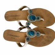 Cynthia Rowley Turquoise Stone Small Heel Sandals