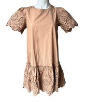 Moon River Beige Eyelet Dress, Sz S