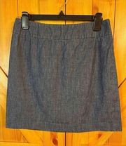 LL Bean Women’s Sz 4 Denim Jean Skirt Fall Script Label Soft Cotton Linen (2522)