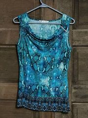 Peter Nygard Multicolored Snake Skin Cowl Neck Sleeveless Women's Top S:Small