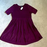 NWT red wine Lane Bryant short-sleeve sweater dress w/flare skirt size 18