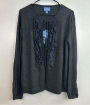 NWT Simply Vera Wang Open Front Ruffle Cardigan Sweater Wool Blend Size Large