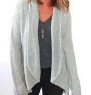 Wooden Ships Light Ice Grey Mohair Wool Blend Open Knit Drape Cardigan M/L