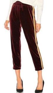 Mother Velvet Track Pants With Glitter Race Stripe Side Size Small